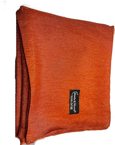Needs & Wants® Chiffong lång maxi enkel kvinnor skimmer gnistrande glitter glänsande chiffong muslimsk hijab halsduk sjal huvudsjal sarong sjal stor, Rostig orange, L