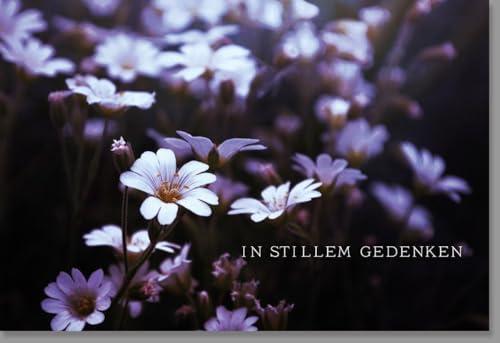 Skorpion Trauerkarte Beileid - Elegante Blumenwiese in Lila-Weiß für stilvolles Gedenken und Mitgefühl, Erwachsene & Senioren - mit Umschlag