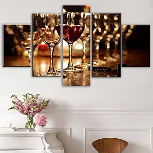Quadri Moderni Collezionista Di Bicchieri Di Vino 125 X 60 Cm 5 Pezzi Pannelli Xxl Stampa Su Tela Moderno Arredamento Arredo Salotto Camera Da Letto Cucina Ufficio Sala Da Pranzo -2J2F+D8R1-