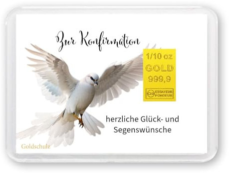 Goldschulz Goldbarren 3,01 Gramm 1/10 OZ Motivbox - Zur Konfirmation - Geschenk + Echtheitszertifikat