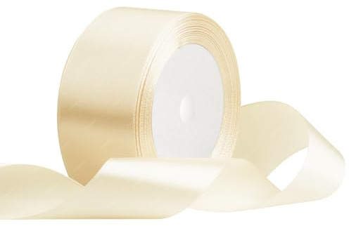 Beige Satinband 40mm x 22 Meters Stoffbänder für Geschenkverpackungen, Blumensträuße, Kunsthandwerk und Hochzeitsdekoration