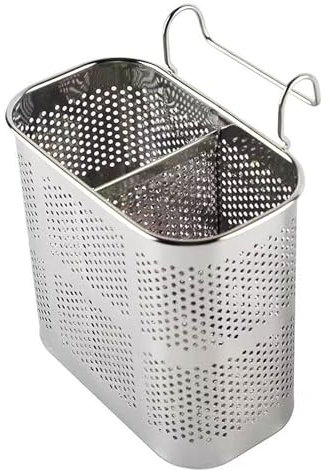 Soporte para Utensilios de Cocina, 2 Compartimentos Palillos Estante de Secado de Acero Inoxidable, Escurridor de Almacenamiento de Cubiertos para Cocina Casera