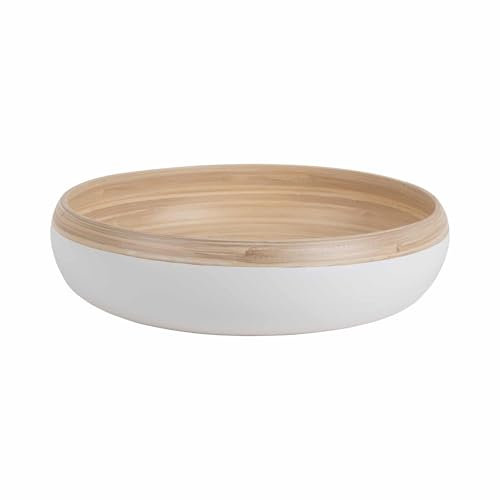 Present Time Cuenco Puro Sphere – Blanco – Ø 30 cm – Redondo – Bambú – Cuenco decorativo moderno – Disparos