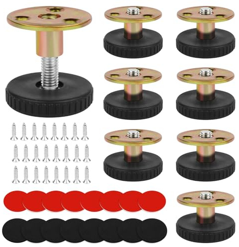 MIHURO 8 Pcs Adjustable Feet 27-40mm,Adjustable Levelling Feet | with Mounting Accessories,Super Load Bearing Capacity Screwed or Self-Adhesive, for Sofas Beds Tables Cabinets
