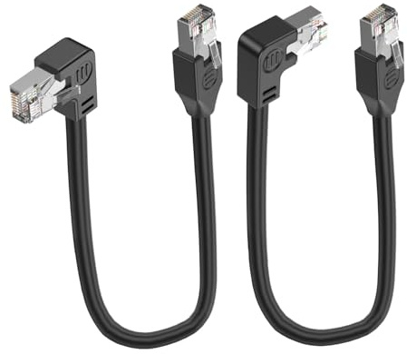 LANMINGLEL Short 90 Degree Cat5e Ethernet Cable Cat 5e LAN Extended Cable RJ45 Male to Male Network Cable for Router Modem Smart TV PC Computer Laptop 30CM (Left Right)