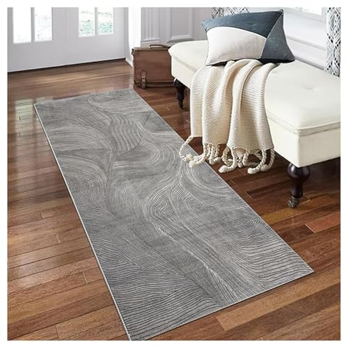 Tappeto da Cucina Lungo 1.8 Metro Grigio Astratto, Tappeti Passatoia Corridoio Antiscivolo e Lavabile, Perfetto per Ingressi/Scale/Bagni/Soggiorni, Design Moderno con Pattern Geometrico,80x180 cm