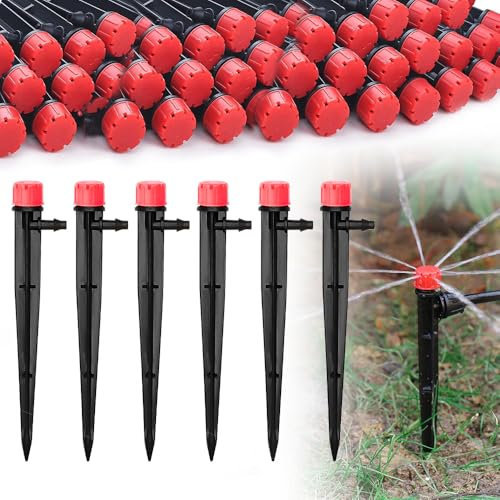 Casenly 50 Stück Gardena Micro Drip, 360 Grad 8-Loch Einstellbare Bewässerung Sprinkler Verbinder Wasser Bewässerung Tropfer für 4/7mm Schlauch für Blumenbeete Topfpflanzen