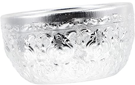 DINHEAROM Bol De Metal Reutilizable para Ensaladas y Sopa Tazón Decorativo Diseño De Grabado Utensilio De Cocina Multiusos para Camping y Hogar