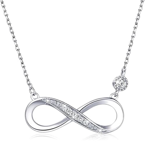 ZILZUFA Collar de Infinito para Mujer en Plata 925, Colgante Símbolo de Eternidad, Regalo para Novia/Esposa, Joyería de Moda para Mujeres y Niñas, Regalos para Mujer Colgante Mujer Collar Mujer