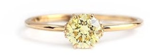 Mesnt 14K Gelbgold Ring Gold 585 Damen mit Rund Citrin und Moissanit, Größe 58 (18.5)