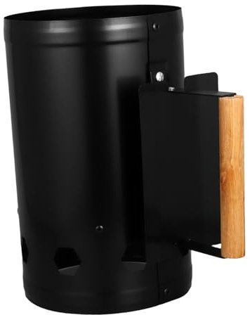 Toddmomy Feuerstarterfass Holzkohleeimer Für Outdoor Grillkohle BBQ Mit Naturholzgriff Verdickter Stahllaufkörper Und Sechs Sauerstoffeinlässen Für Sicheres Anzünden Beim Camping Und Grillen
