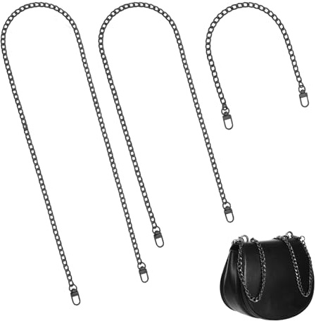 GENZYRE 3 Stück 120cm 40cm 80cm Taschenkette Schwarz Wallet Chain Taschengurt Schmal Kette Taschenzubehör Trageriemen Taschenherstellung Schulterriemen für Taschen Damen Handtaschen Umhängetasche