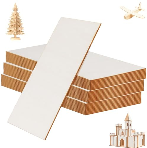 SENJEOK 30 PCS 2mm Plywood Sheets, Thin Basswood Wood Sheets, 200 x 100mm Unfinished Wooden Board for Woodcraft Models, Engraving, DIY Crafts, Home Decor