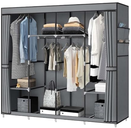 RILOOP Kleiderschrank Faltbar Stoffschrank Faltschrank Stoffkleiderschrank 175x170cm