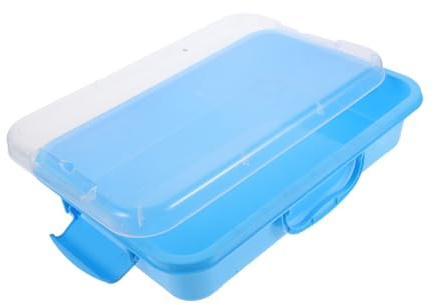 TOYANDONA Kids Sandbox Play Sand Toy Blue Medium Plastic Sand Tray and Lid for Creative Play and Storage Suitable for Family and Kindergarten