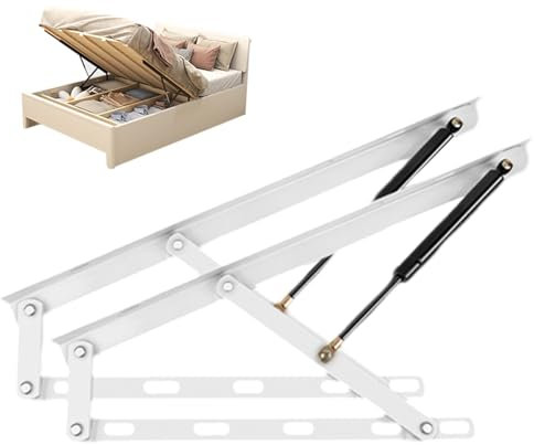 Juego de bisagras de marco de cama de almacenamiento elevable, bisagras de caja de cama elevadora de almacenamiento de sofá cama, Kit de Elevación de Cama con Resorte de Gas (1 Par), Facil Instalacion