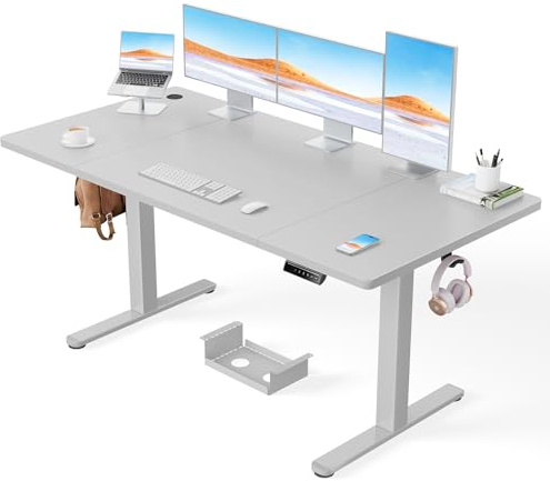 ErGear Elektriskt Sit-Stand-bord - 160 x 80 cm - 100 kg Bärkraft, Höjjusterbart Bord med Avancerad Borstlös Motor, Tystlågande Drift, Stabil Metallstomme