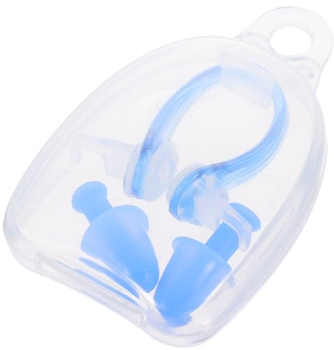 PENIKOKO Nuoto Unisex Con Tappi Orecchie Impermeabili e Clip Naso Regolabile in Silicone Protezione Confortevole Per Piscina e Sport Acquatici Leggero e Resistente Colore Blu