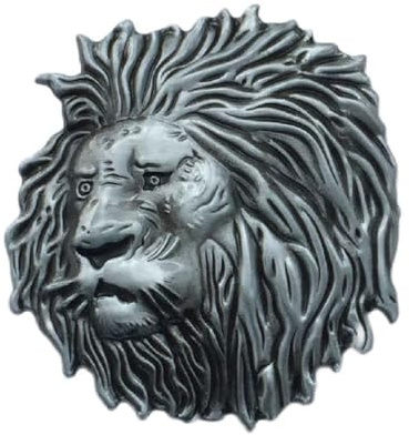 Bältesspänne lejon huvud för män bältesspänne vilda lejon maskulin stenar djur smycken för män, silver, L