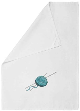 Azeeda 'Wool & Knitting Needles' White Cotton Tea Towel/Dish Cloth (TW00028392)