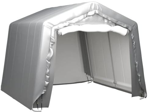 Emmtore Lagerzelt UV-beständig Industriezelt Zelthalle Weidezelt Zelt Zeltgarage Foliengarage Unterstand Lagerhalle Stahl Grau 300 x 300 cm