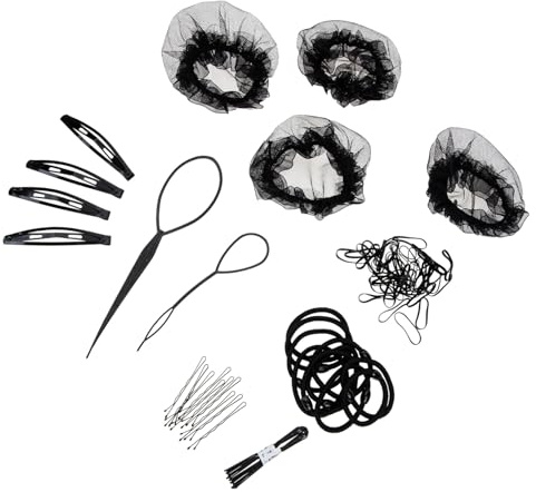 WEKADRIN Redecilla Cabello Negra Transpirable Pequeños Agujeros, Hecha de Acero Inoxidable y Nylon, Adecuado para Peinados de Ballet y Competiciones de Danza