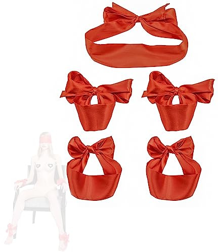HTdangT Juego De Bondage SM, Esposas Con Vendas For Los Ojos Y Esposas For Tobillos, Juego De Bondage Erótico BDSM, Coqueteo, Esposas Ajustables, Juguete Sexual Erótico For Mujeres, Hombres