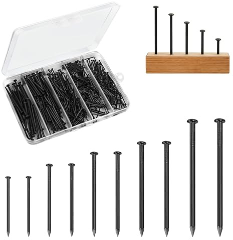 Juego de 400 clavos de acero, clavos de acero inoxidable, clavos de acabado, clavos de pared, clavos de cuadros para paredes de hormigón, clavos de hormigón, construcción en seco, clavos de madera