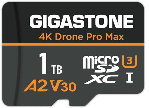 Recupero dati per 5 anni: scheda micro SD GIGASTONE da 1 TB, drone 4K Pro Max, A2 V30 per drone DJI o Action Camera, GoPro, registrazione video 4K UHD, R/W fino a 150/130 MB/s, UHS-I U3 C10 classe 10