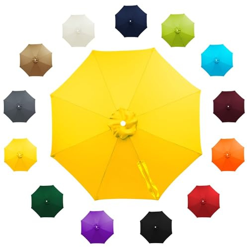 6/8 Baleines Toile De Rechange Pour Parasol De Terrasse 2m 2.30m 2.5m 3.0m Auvent De Remplacement Pour Parasol Déporté, Tissu De Rechange Extérieur(Yellow,2.15m(7FT)-6Ribs)