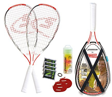 Speedminton® S400 Set – Original Speed Badminton/Crossminton Profi Set mit Carbon Schlägern inkl. 5 Speeder®, Spielfeld, Tasche