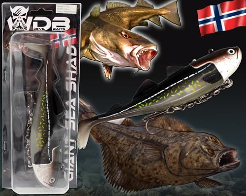 Angel-Berger Wild Devil Baits Giant Sea Shad Heilbutt Seelachs Köder Meeresangeln