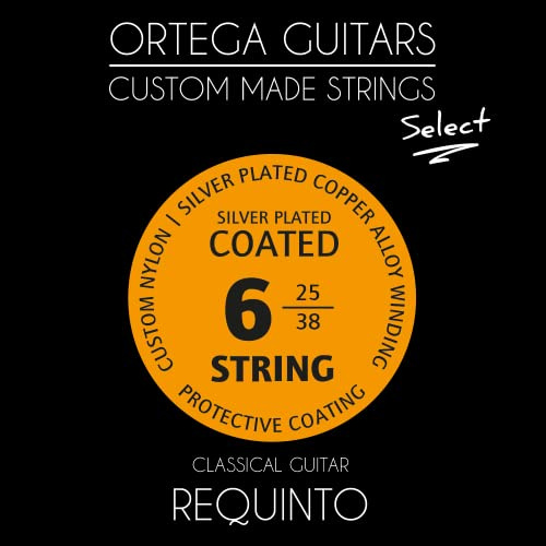 Ortega Guitars Saitensatz für Requinto-Gitarren Normal - Nylon/Kupfer | Custom Made Strings, Select Series – Pflanzliches Nylon / Silberbeschichtetes Kupfer, RQS