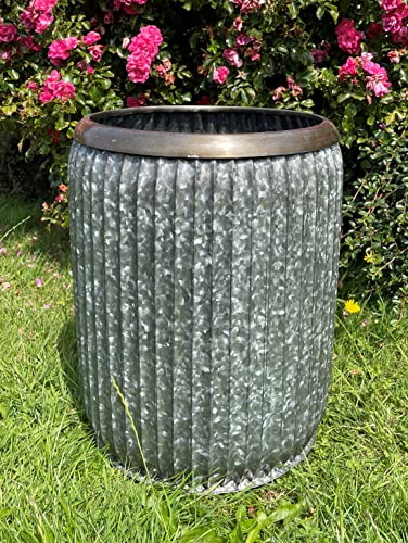 Galvanised Vintage Dolly Tub | Large Metal Steel Zinc Garden Flower Pot Trough Planter M