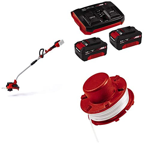 Einhell Akku-Rasentrimmer GE-CT 36/30 Li E Power X-Change (2x18 V, 9.000 U/min., elektr. Drehzahlregulierung, Fadenspule mit Tippautomatik, Flowerguard, inkl. 2x 3,0 Ah Akku, Twincharger und Ersatzfad