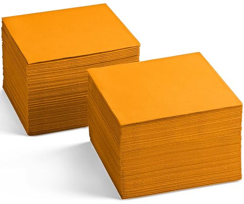 Einweg-Cocktail-Servietten, Leinengefühl, 12,7 x 12,7 cm, Orange, Papierservietten für Bar, Restaurant und Café, Dessertservietten für Party, Hochzeit oder Veranstaltung, 200 Stück