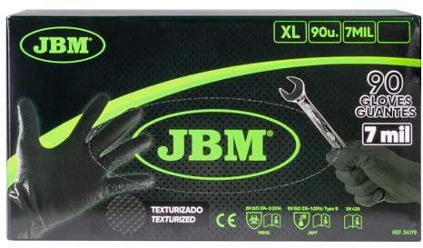 GUANTES NEGROS DESECHABLES DE NITRILO T:XL 7,0MIL (90 UDS.) TEXTURA DIAMANTE