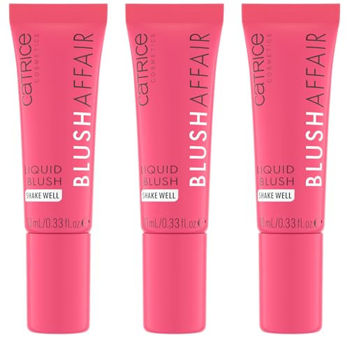 Catrice Blush Affair Liquid Blush, Rouge, Nr. 010, Pink, hochpigmentiert, sofortiges Ergebnis, natürlich, matt, vegan, ohne Parfüm, ohne Alkohol, ohne Konservierungsstoffe, 3er Pack (3x10ml)