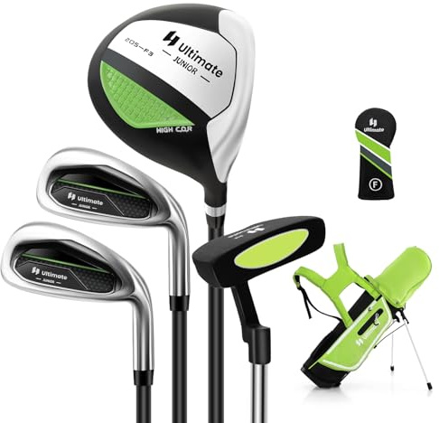 Tangkula Kids Golf Club Set Right Hand, Junior Complete Golf Club Set with 205CC #3 Fairway Wood & #7/#S Irons & Putter, Head Cover & Rain Hood, Golf Stand Bag, Golf Clubs Set for Children Age 5-7