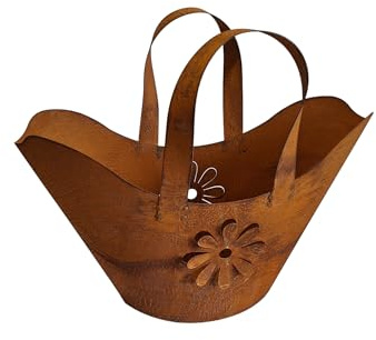 Bornhöft Sac avec fleur à planter - Photophore - Décoration de jardin - En métal rouillé - Décoration de jardin