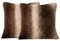 OHS Fluffy Cushion Covers, Stripe Faux Fur Shaggy Cushion Covers 45 x 45 cm Textured Super Soft Fleece Living Room Sofa, 18 x 18 - Pack of 2, Natural Brown
