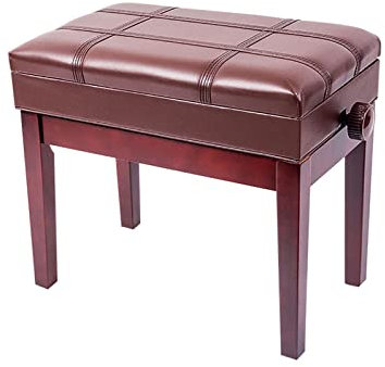 Luxuriöse Klavierbank aus Holz mit 10 cm verstellbarer Höhe, ideal für Klavierübungen, Braun, 55 x 34 x 47 cm, 57 cm