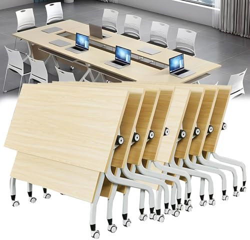 EAHKMETQ Zeitgenössischer mobiler Konferenztisch Großer rechteckiger Besprechungstisch mit Rädern Modularer Seminartisch fürs Büro Rollbarer Schulungstisch für Besprechungen