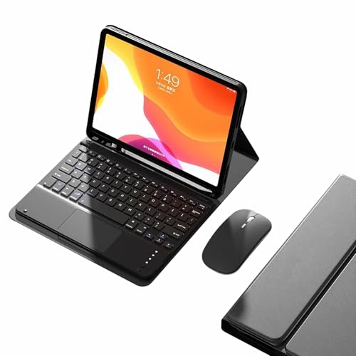 JZCZMCE Custodia con Tastiera per iPad 9.7 6° 2018, 5° Gen. 2017, Air 2 2014, Tastiera Wireless Magnetica Staccabile, Portapenne Integrato, Custodia Protettiva Ultrasottile con Mouse Bluetooth,Nero