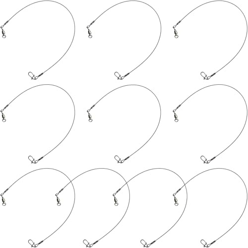10PCS Fishing Wire Trace Leaders - 25cm Steel Wire Trace with Snap - Pike Fishing Lure Line Protectors - Black Durable Fishing Leaders for Freshwater & Saltwater