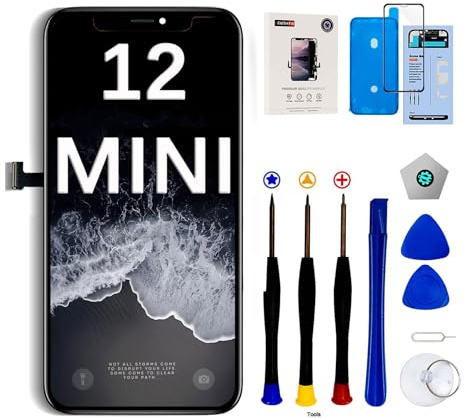 EFaith Ecran pour iPhone 12 Mini de Rechange 6.1 Écran Full HD LCD Tactile Digitizer Assembly avec Kit De Réparation Complet, Protecteur D'écran, Modèle