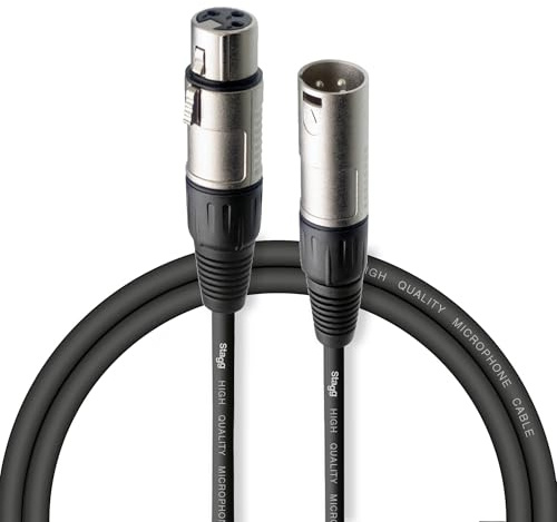 Stagg 1M / 3ft XLR to XLR Cable, 3-Pin Male to Female, Suitable for Microphone, PA System, Audio Mixer, Studio Monitors, Audio Recording