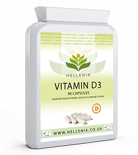Vitamin D3 1000iu - 90 Capsules | Supports Bone, Immune, & Heart Health | 3 Month Supply | The Sunshine Vitamin - VIT D Capsules | GMP Certified Product | Made in The UK by Hellenia