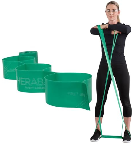 THERABAND CLX Resistance Band with Loops, 5-Foot Band, Green, Heavy, Non-Latex, Elastic Band for Exercise, Mobility & Rehab, Stretching, Home Workouts, Color-Coded for Easy Resistance Levels