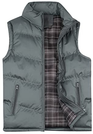 YOUTHUP Herrvästar casual utomhus quiltad kroppsvärmare vinter ärmlös kappa kroppsvärmare, Grå, M